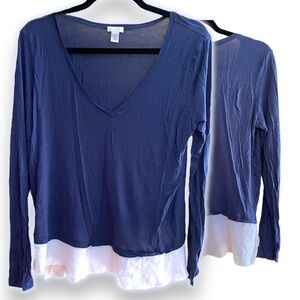 NWT 2 tone knit and woven top size M